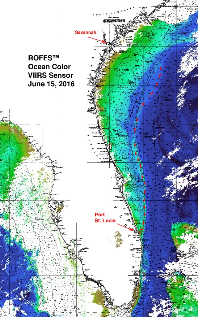 Florida Ocean color June 15, 2016 arrows