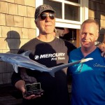 From Captain John Raguso (ROFFS™ client): "Had one of the best "away" shark charters ever aboard Capt. Joe LaFace's Hampton Bays charter boat Jo-Deene at the 21st Annual Wally & Doug Oakland's Memorial Shark Tournament on June 27th out of Shinnecock Inlet. Joining us was his son Capt. Jo-Jo, one of NYPD's finest.
We headed out to some clean 65-degree water SW of Montauk that seemed like the place to go, courtesy of sea surface sat charts from ROFFS™. Had a 125-mako as soon as we dropped in and released it after a short fight, looking for bigger game. A thresher came calling about 10-minutes later and gobbled up a fresh bunker bait on a mighty-mite Penn 16VSX outfit spooled with 600-yards of hi-vis yellow 65-lb TUF-Line superbraid.
The fight was on and after about 1.5-hours of pulling 22-lbs of strike drag, the sweet little 16 put another big shark notch in her reel seat with Jo-Jo slugging it out and besting the big whiptail. We were able to drag her tail first into the Grady Canyon 271's cockpit via the wave gate and headed home early, getting back to Oakland's at 11am.
This 341-lb Thresher was the tournament's biggest fish and took home first prize and a bunch of the calcutta. Capt. Joe and Capt. Jo-Jo are great folks and their Grady is totally tricked out for their inshore charters specialty...and obviously offshore charters now too! Thanks for the invitation guys, it was a pleasure to introduce you both to the joys of the lite-tackle, big game, sport fishing experience."